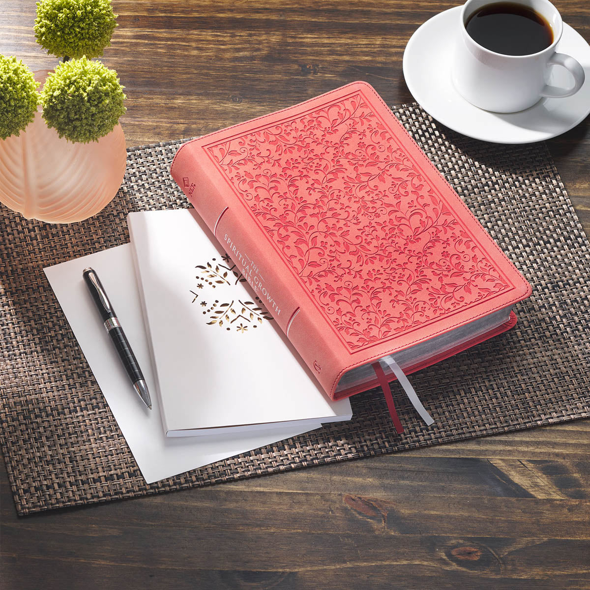 Coral Vine Faux Leather Spiritual Growth Bible by Christian Art Gifts, product view 5
