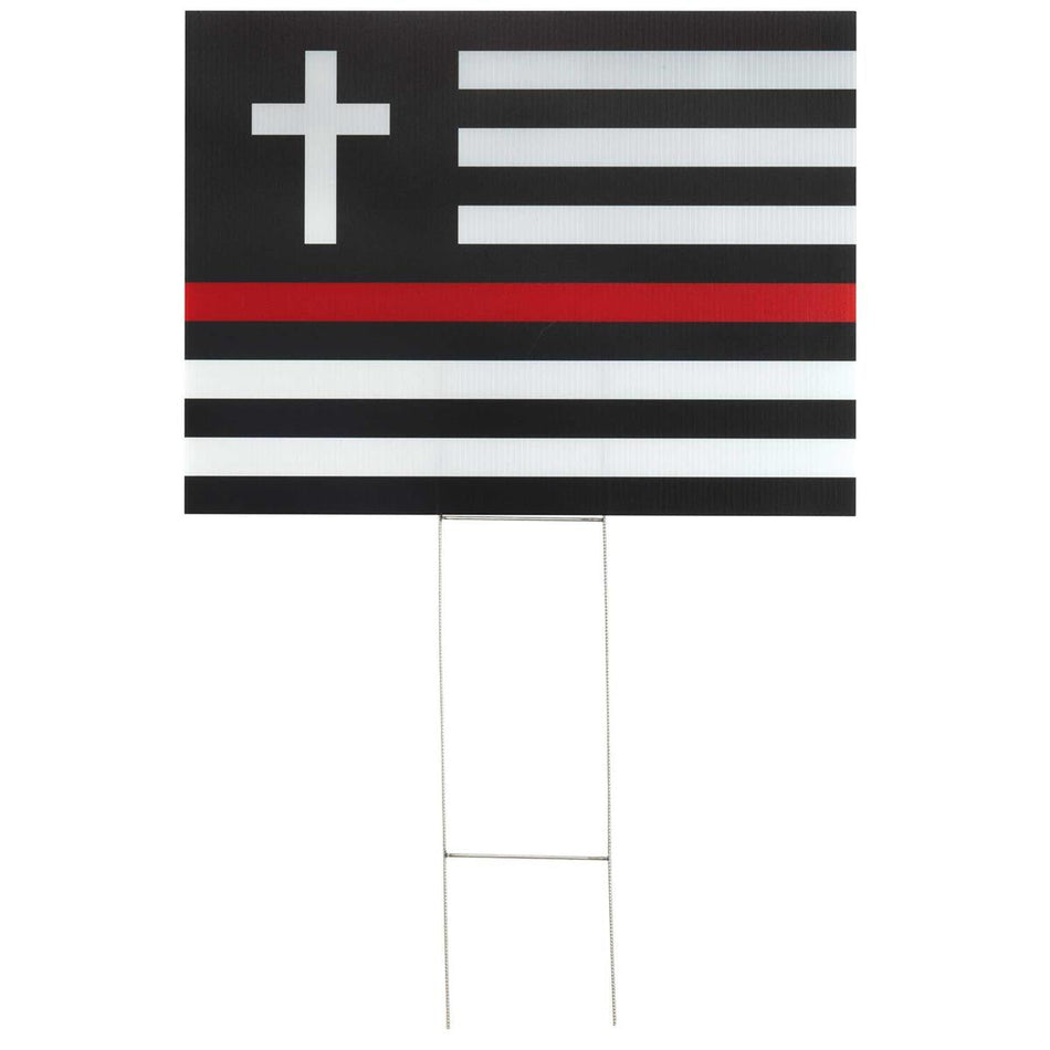 Thin Red Line Firefighter 24 x 18 Acrylic Outdoor Yard Garden Sign by Dicksons