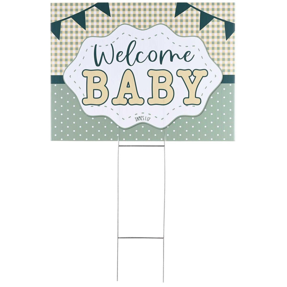 Yard Sign Welcome Baby Green by Dicksons