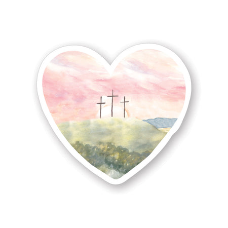 Sunrise Crosses Heart Spring Vinyl Stickers by Anchor Christian Distributors