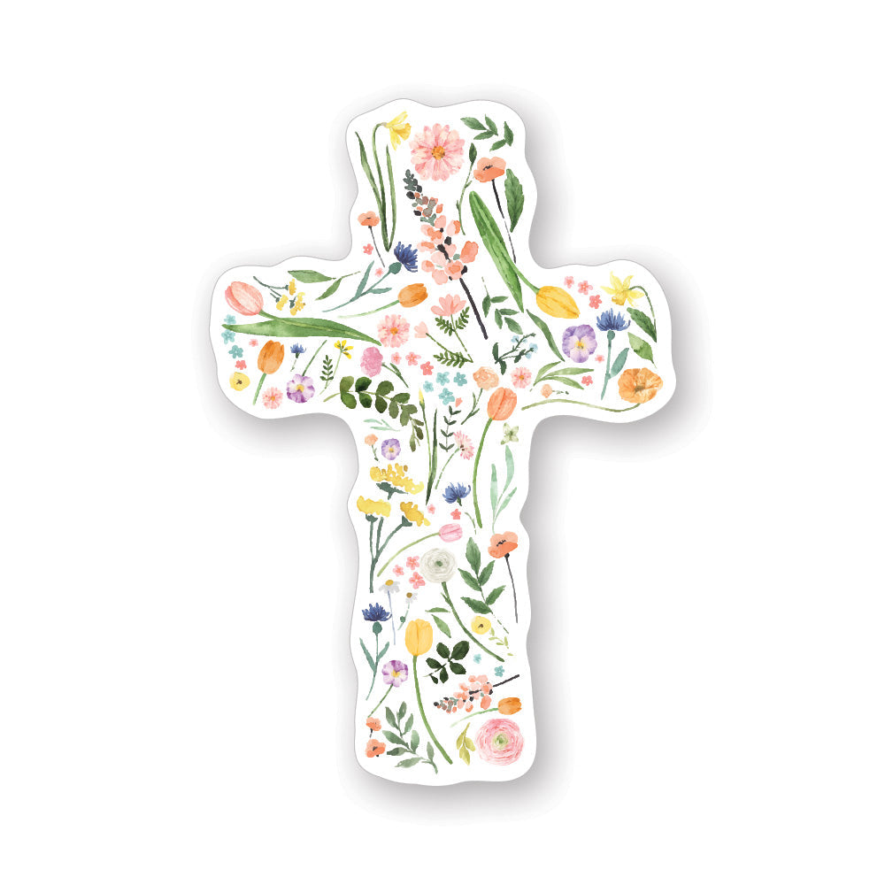Floral Cross Spring Vinyl Stickers by Anchor Christian Distributors