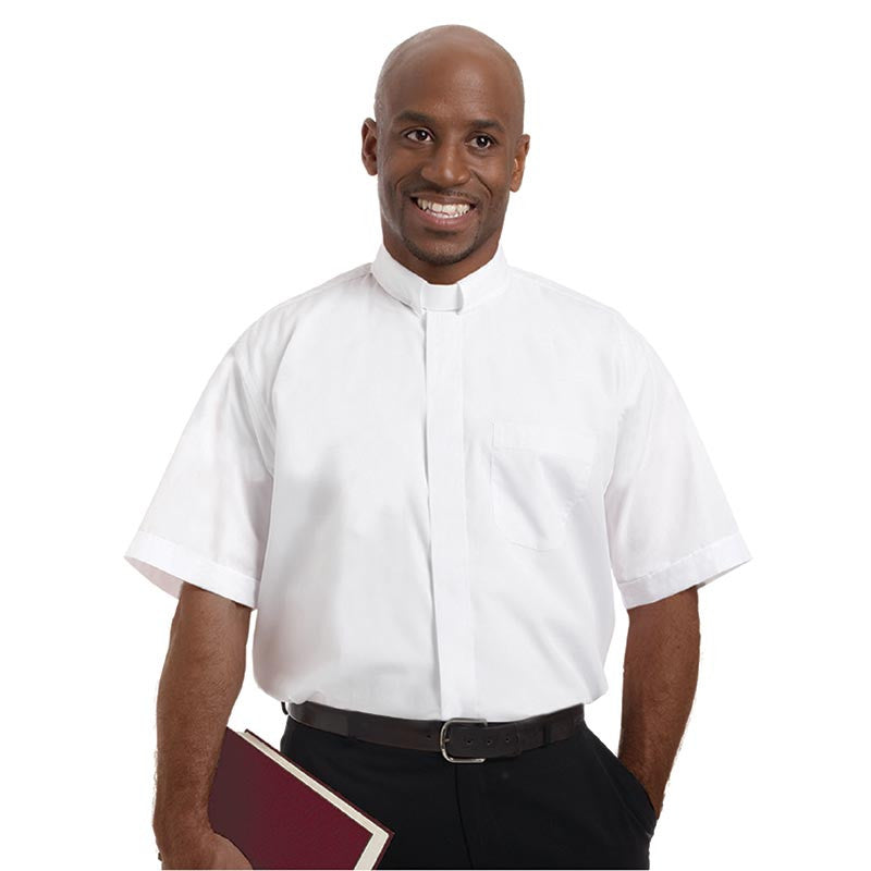 pastor dress shirt Mens Long Sleeve Roman Pontiff Full Collar Clergy Shirt (Light Blue) | Size: 16