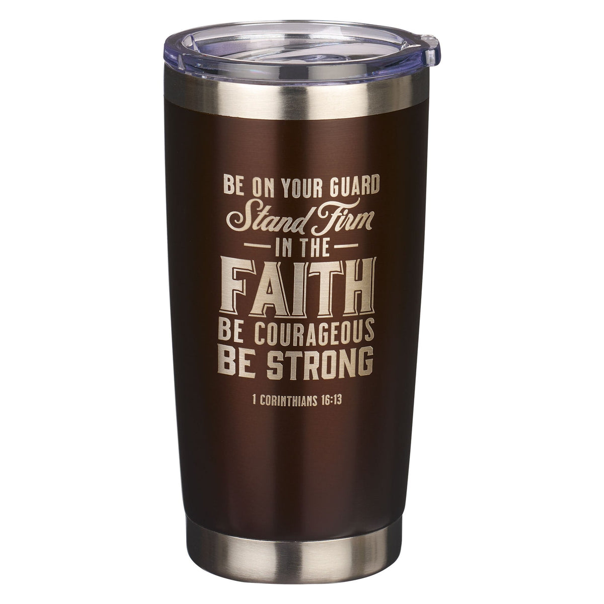 Stand Firm Brown Stainless Steel Mug - 1 Corinthians 16:13 by Christian Art Gifts