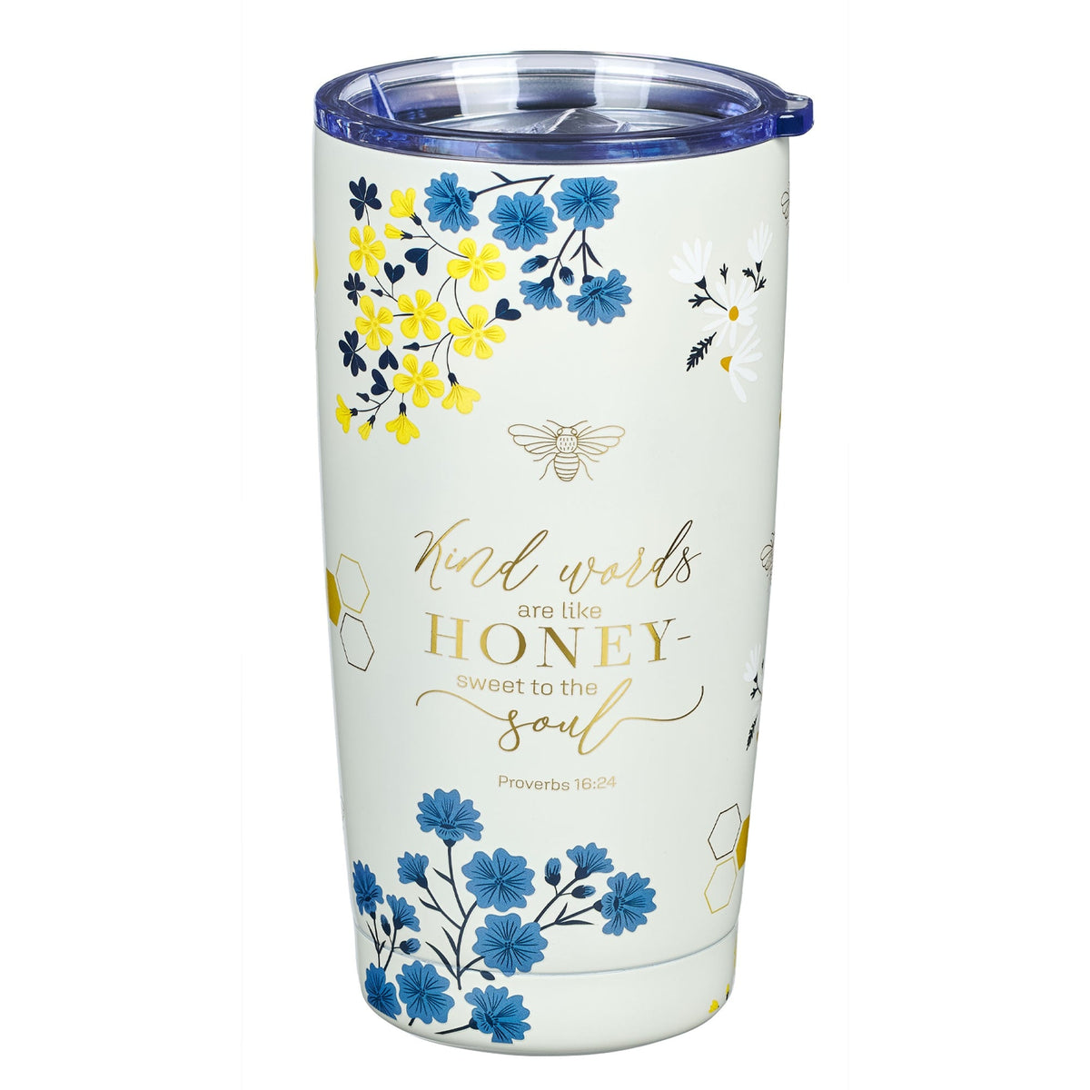 Kind Words are Like Honey Stainless Steel Travel Tumbler - Proverbs 16:24 by Christian Art Gifts