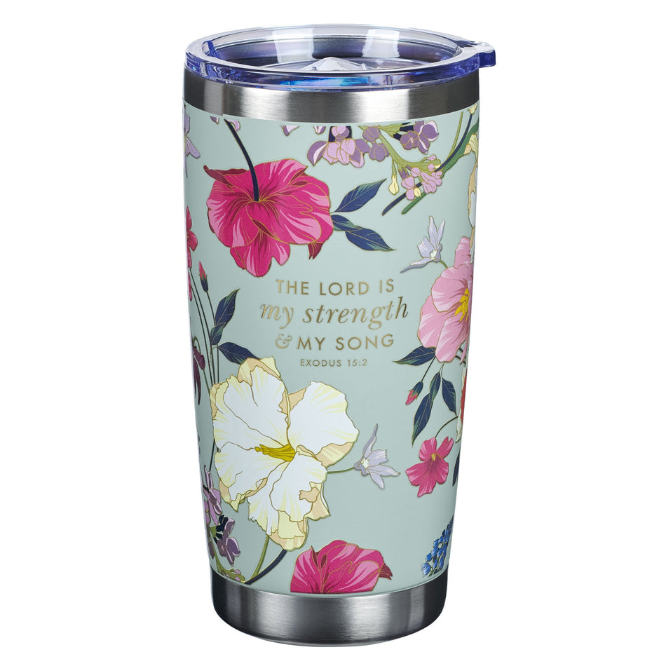 My Strength and My Song Stainless Steel Travel Tumbler - Exodus 15:2 by Christian Art Gifts