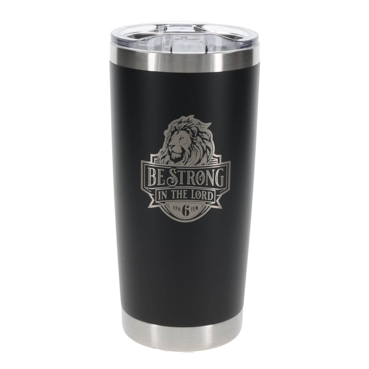 Be Strong in the Lord Black Stainless Steel Mug - Ephesians 6:10 by Christian Art Gifts