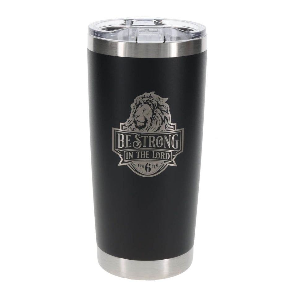 Be Strong in the Lord Black Stainless Steel Mug - Ephesians 6:10 by Christian Art Gifts