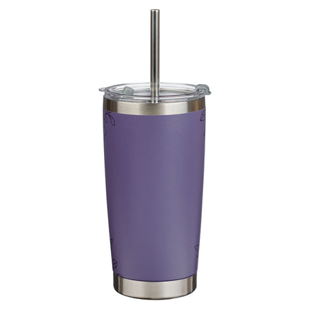 Noble Things Lavender Floral Stainless Steel Tumbler - Proverbs 31:29 by Christian Art Gifts, product view 4