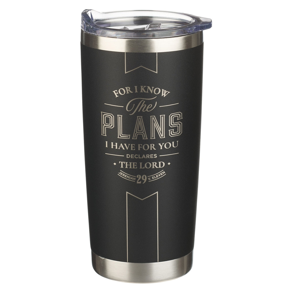 The Plans Black Stainless Steel Travel Tumbler - Jeremiah 29:11 by Christian Art Gifts