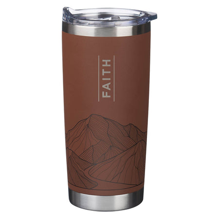 Faith Brown Stainless Steel Travel Tumbler - Matthew 17:20 by Christian Art Gifts