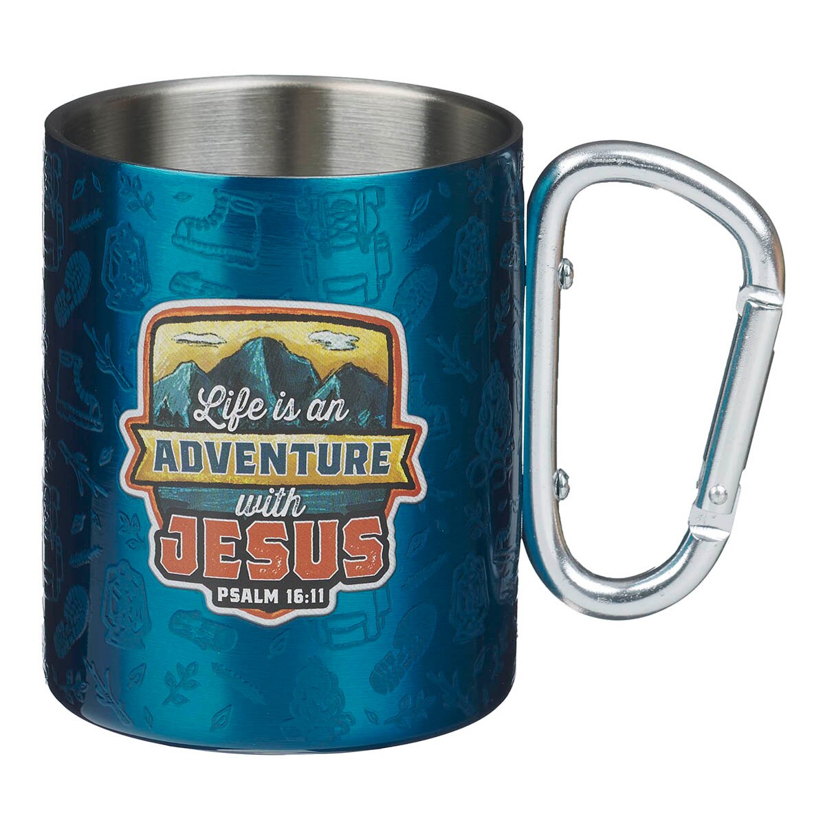 Adventure with Jesus Blue Trail Stainless Steel Camp-style Mug - Psalm 16:11 by Christian Art Gifts