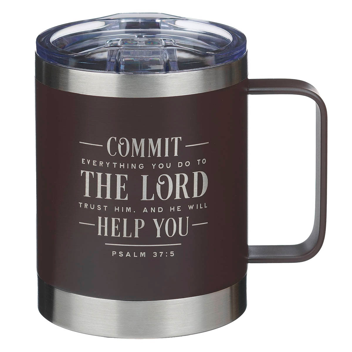 Commit Everything Brown Camp-style Stainless Steel Mug - Psalm 37:5 by Christian Art Gifts