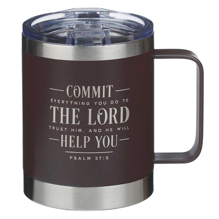 Commit Everything Brown Camp-style Stainless Steel Mug - Psalm 37:5 by Christian Art Gifts