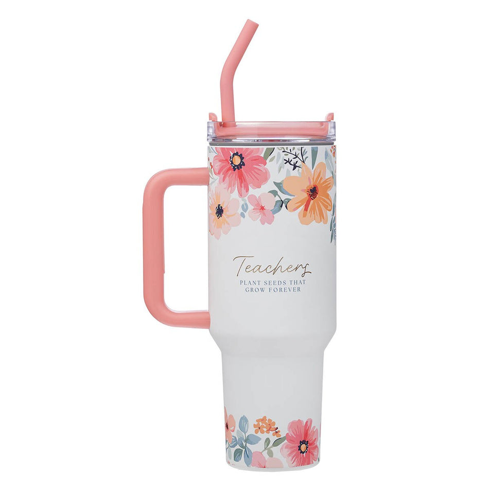 Teachers Plant Seeds 40 oz Stainless Steel Tumbler with Straw by Christian Art Gifts, product view 2