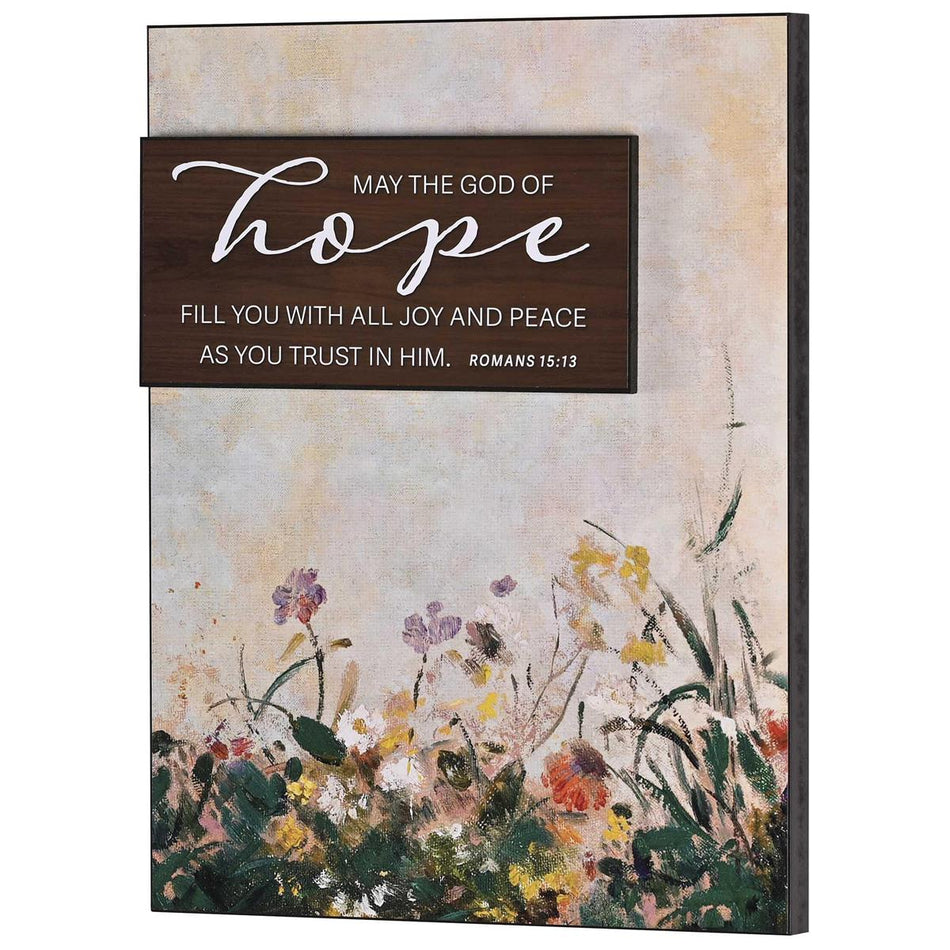 Inspirational Christian Wall Art Stacked Plaque 14 x 14 Inch MDF Floral God by Dicksons