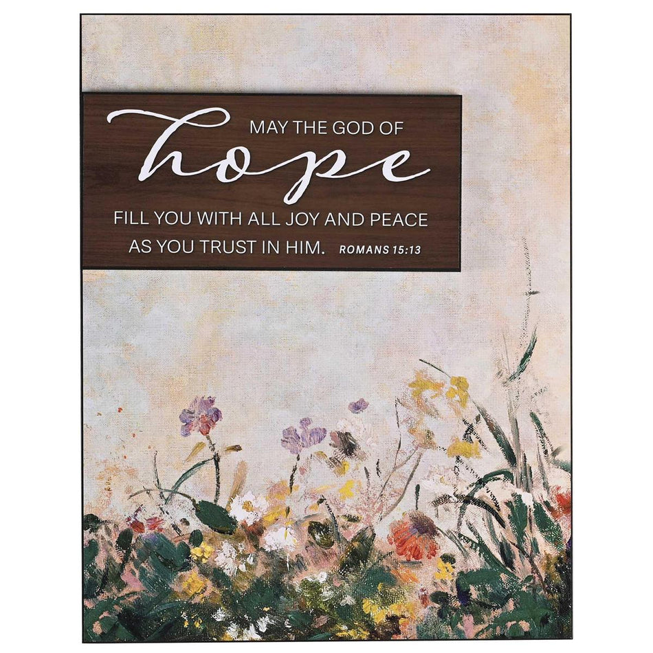 Inspirational Christian Wall Art Stacked Plaque 14 x 14 Inch MDF Floral God by Dicksons, product view 2