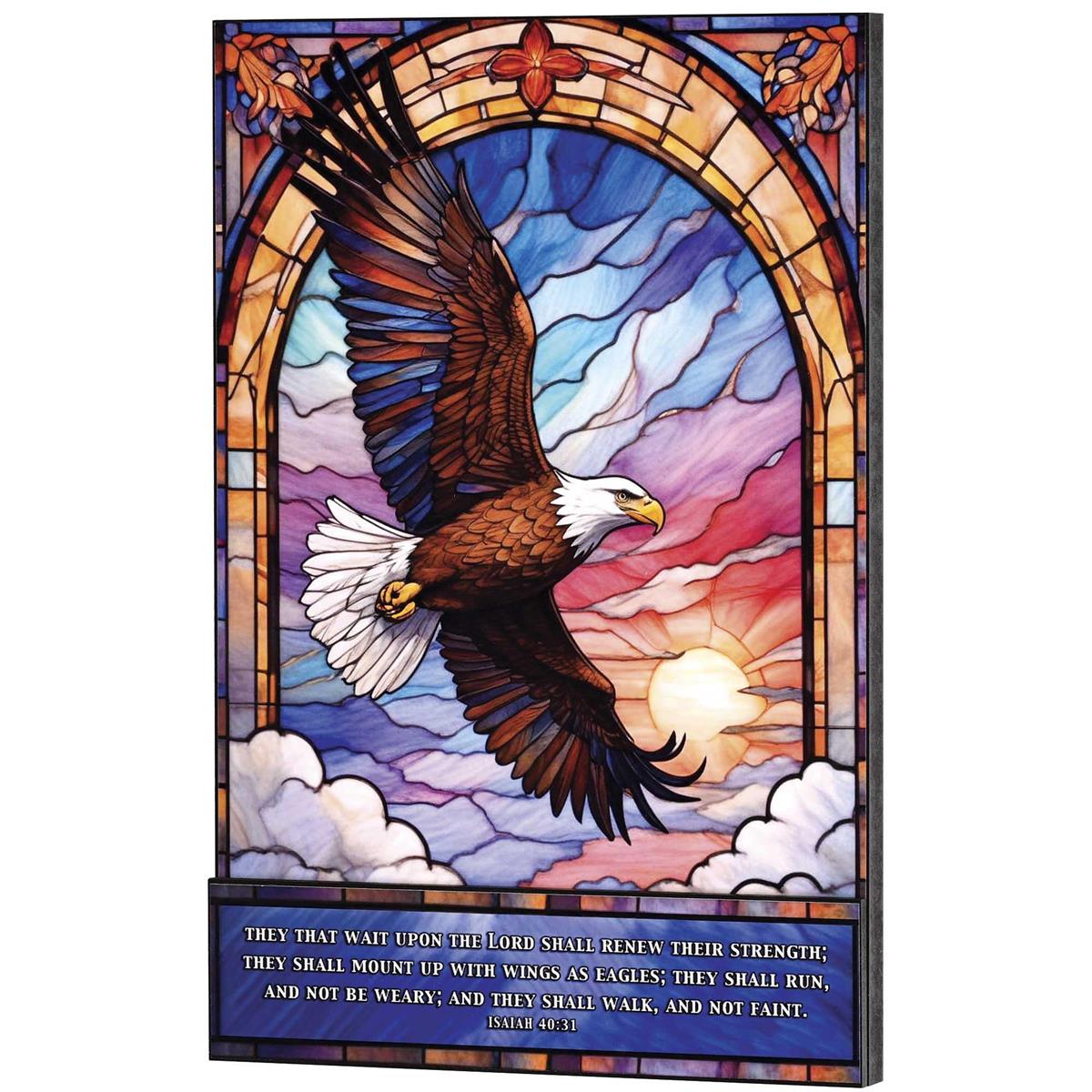 Eagle Wing In Flight - Isaiah 40:31-18 x 12 Inch MDF Wood Stacked Block Sign by Dicksons