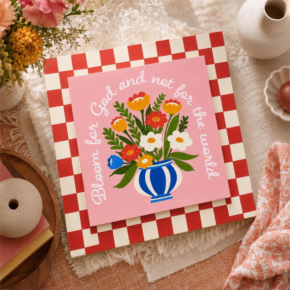 Stacked Wall Plaque Bloom For God 8x8 by Dicksons, product view 4