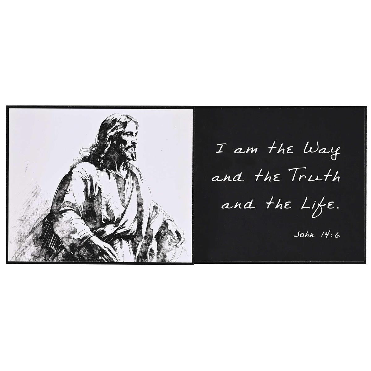 I Am The Way Truth Life John 14:6 Black and White MDF Decorative Stacked Wall by Dicksons, product view 2