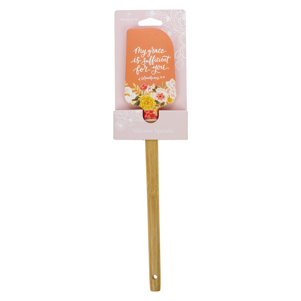 My Grace is Sufficient for You Orange Floral Silicone Spatula – 2 Corinthians 12:9 by Christian Art Gifts