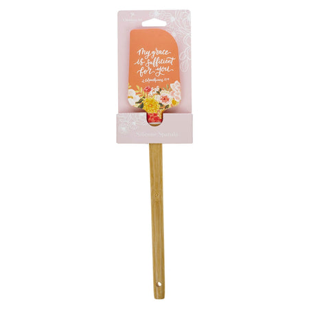 My Grace is Sufficient for You Orange Floral Silicone Spatula – 2 Corinthians 12:9 by Christian Art Gifts