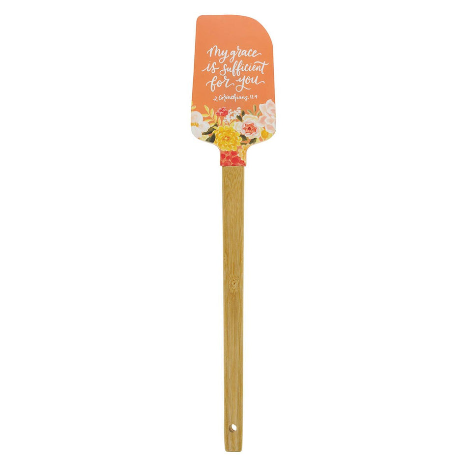 My Grace is Sufficient for You Orange Floral Silicone Spatula – 2 Corinthians 12:9 by Christian Art Gifts, product view 2