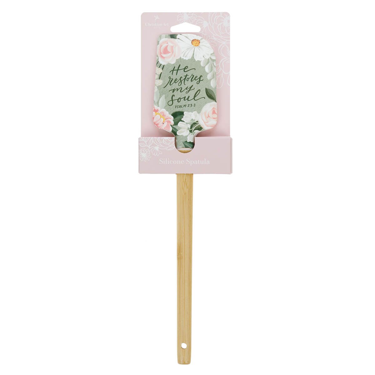 He Restores My Soul Green Floral Garden Silicone Spatula - Psalm 23:3 by Christian Art Gifts