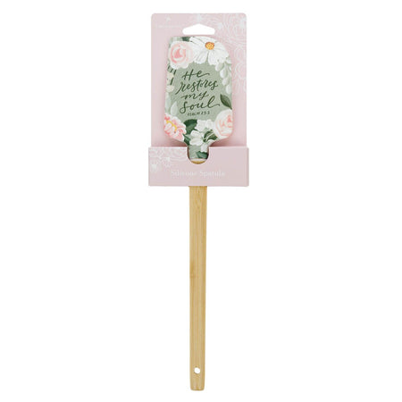 He Restores My Soul Green Floral Garden Silicone Spatula - Psalm 23:3 by Christian Art Gifts