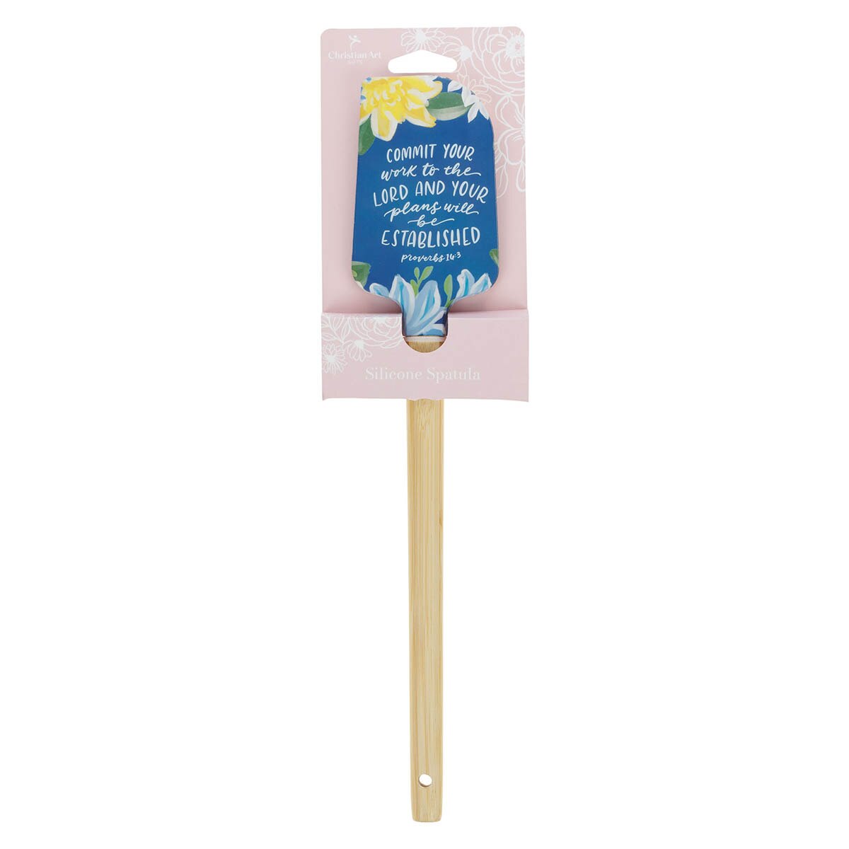 The Commit Your Work to the Lord Navy Floral Silicone Spatula – Proverbs 16:3 by Christian Art Gifts
