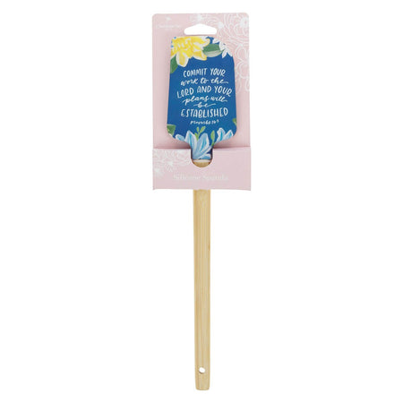 The Commit Your Work to the Lord Navy Floral Silicone Spatula – Proverbs 16:3 by Christian Art Gifts