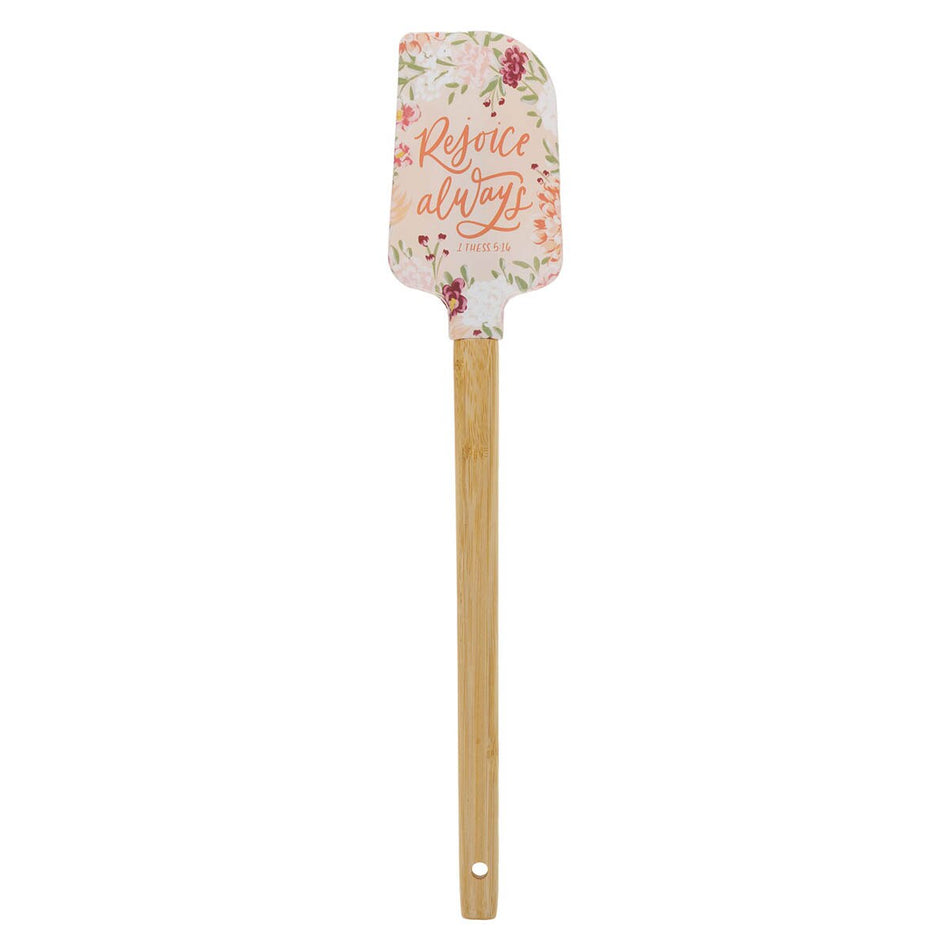 Rejoice Always Peach Floral Silicone Spatula – 1 Thessalonians 5:16 by Christian Art Gifts, product view 2