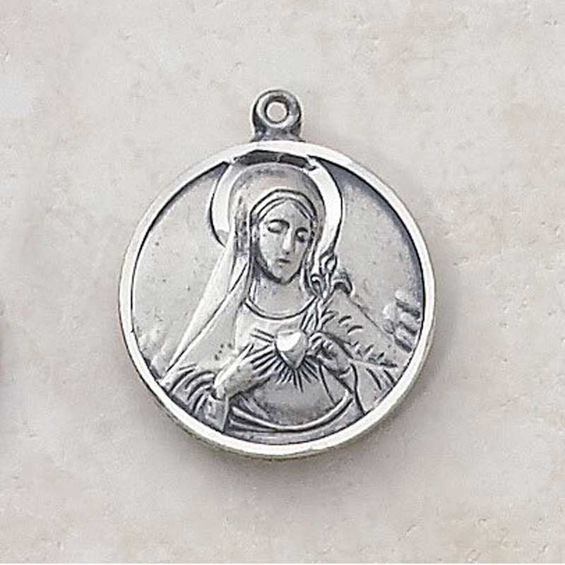 Sterling Immaculate Heart Patron Saint Medal