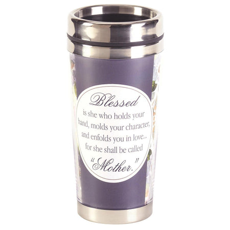 She Is Blessed Spring Purple Floral 16 ounces Stainless Steel Travel Tumbler by Dicksons