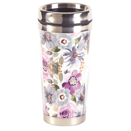 She Is Blessed Spring Purple Floral 16 ounces Stainless Steel Travel Tumbler by Dicksons, product view 2