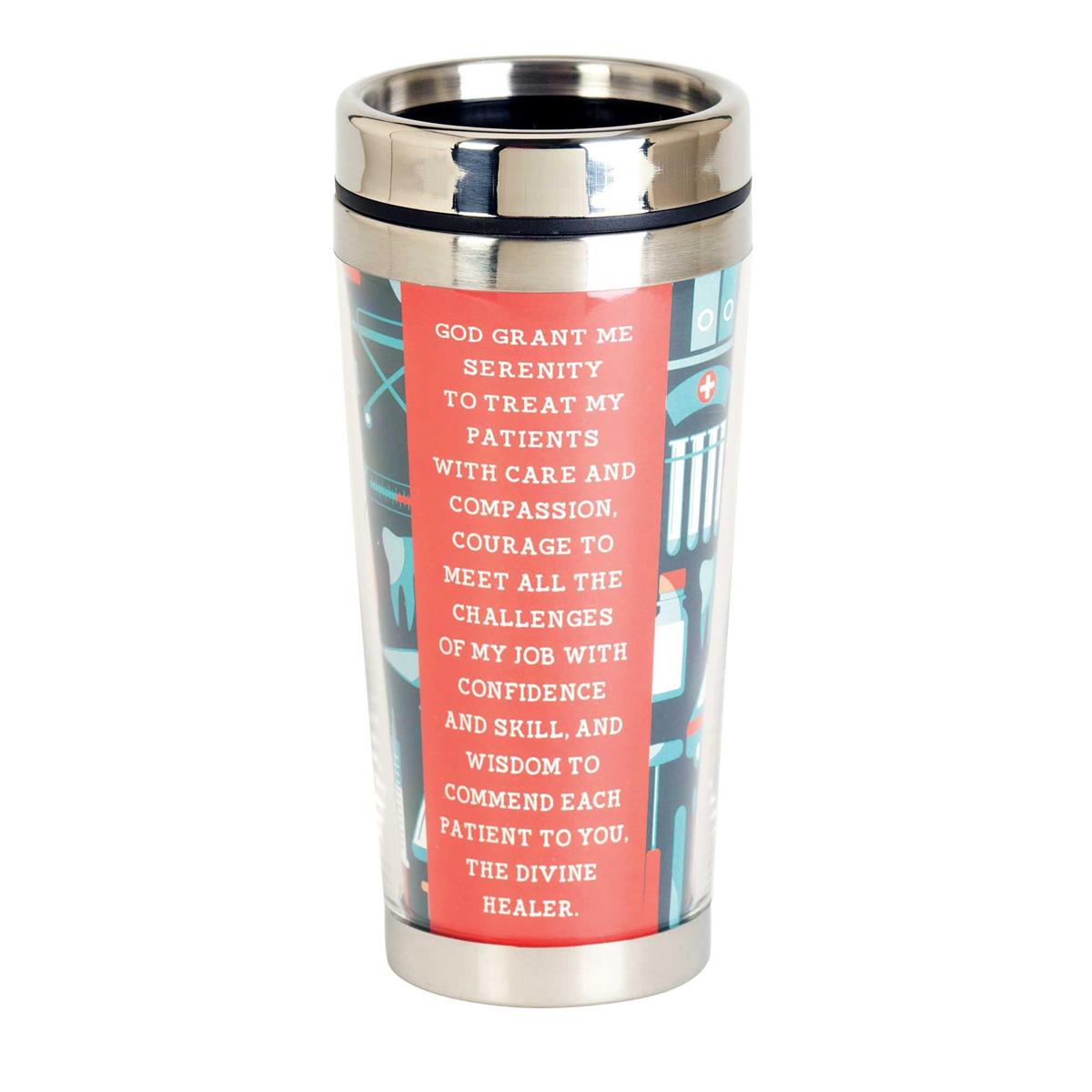 Medical Serenity Prayer Teal 16 ounce Stainless Steel Travel Tumbler by Dicksons, product view 2