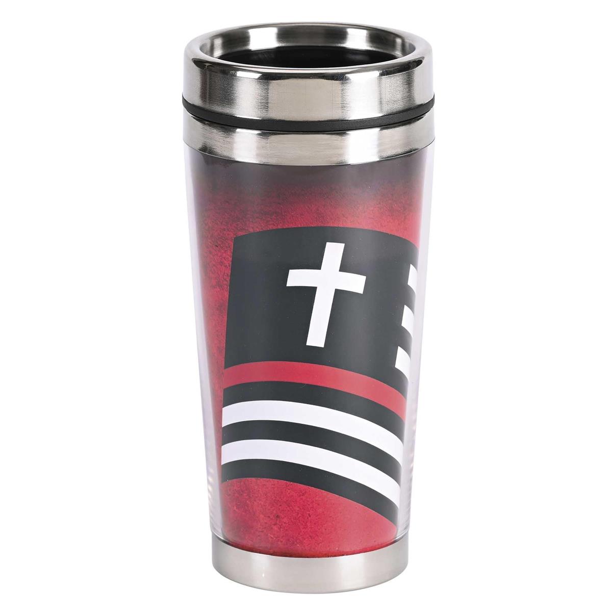 Be Strong and Courageous Red and Black 16 Ounce Stainless Steel Travel Tumbler by Dicksons, product view 2