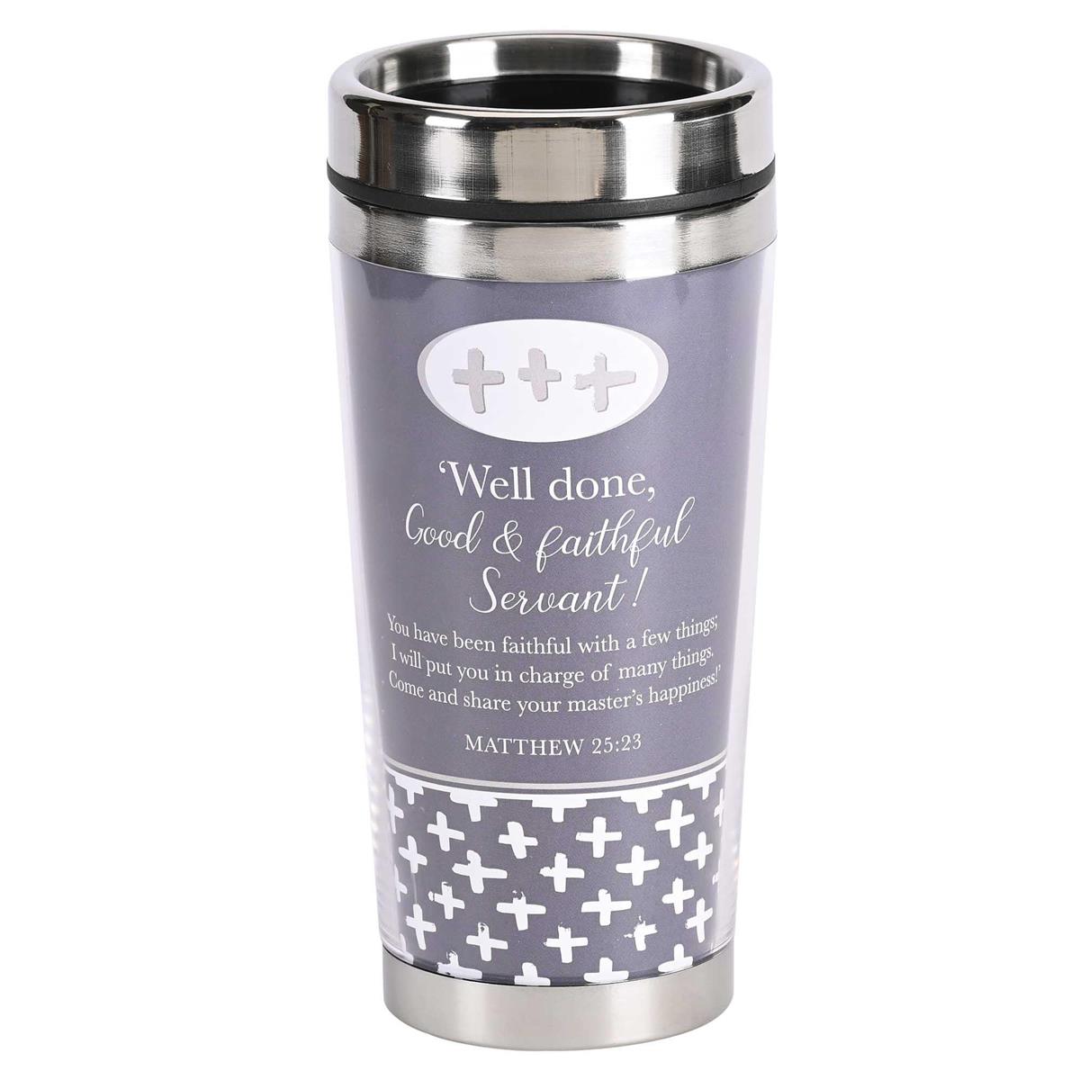 Well Done, Good And Faithful Servant Purple and White 16 Ounce Stainless Steel by Dicksons