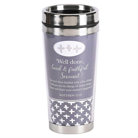Well Done, Good And Faithful Servant Purple and White 16 Ounce Stainless Steel by Dicksons
