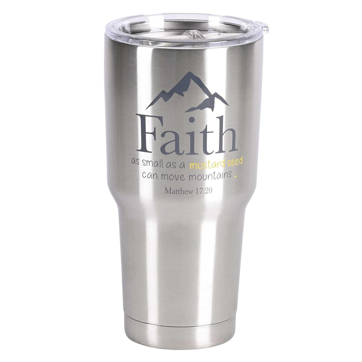 Faith As A Mustard Seed Silver Tone 30 Ounces Stainless Steel Travel Tumbler by Dicksons
