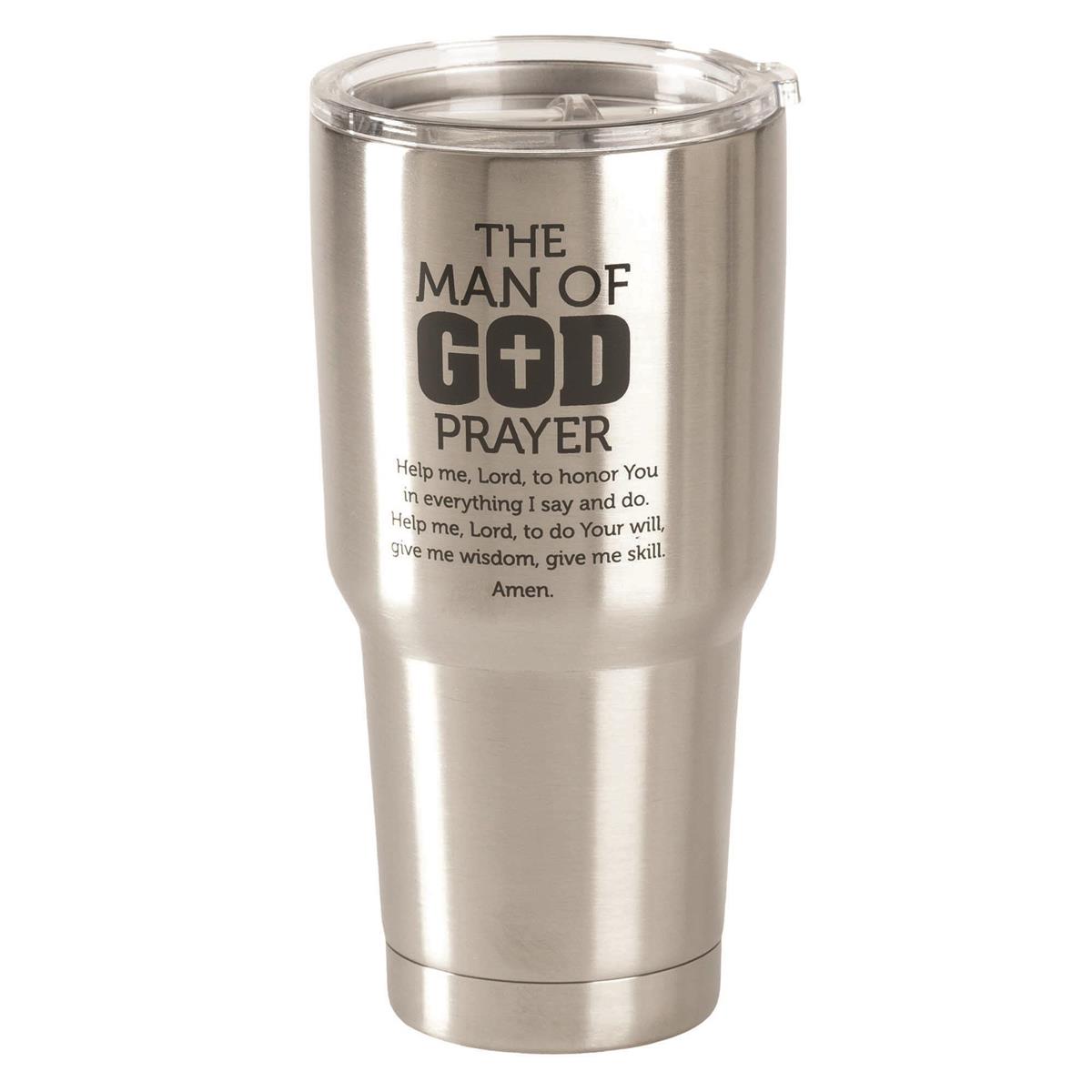 Man of God Prayer Brushed Silver 30 ounce Stainless Steel Metal Travel Tumbler by Dicksons