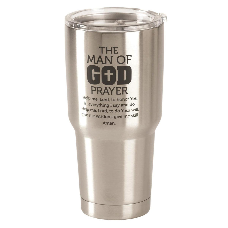 Man of God Prayer Brushed Silver 30 ounce Stainless Steel Metal Travel Tumbler by Dicksons