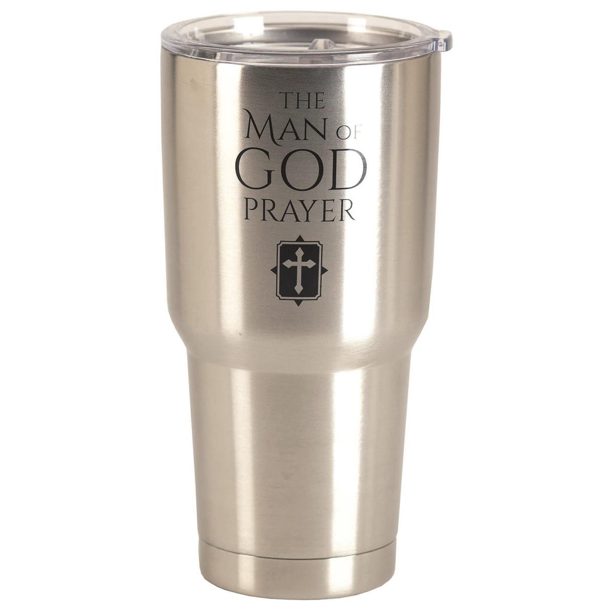 Man of God Prayer Silver Tone 30 ounce Stainless Steel Travel Tumbler Mug by Dicksons