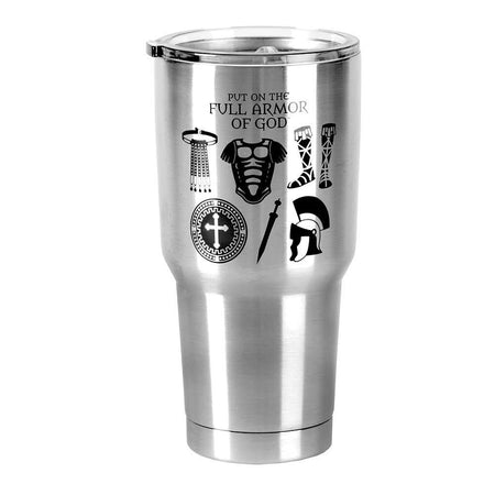 Armor Of God Silver Toned 30 Ounce Stainless Steel Travel Tumbler by Dicksons
