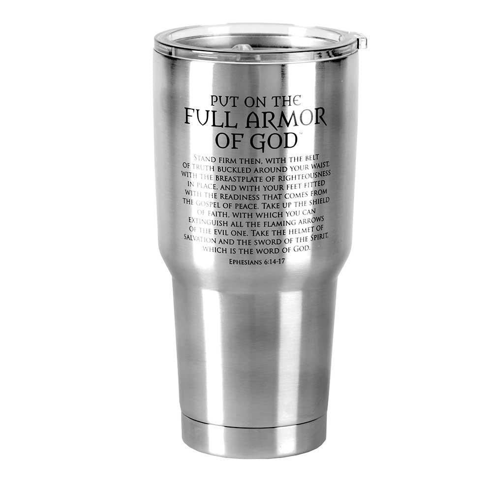 Armor Of God Silver Toned 30 Ounce Stainless Steel Travel Tumbler by Dicksons, product view 2