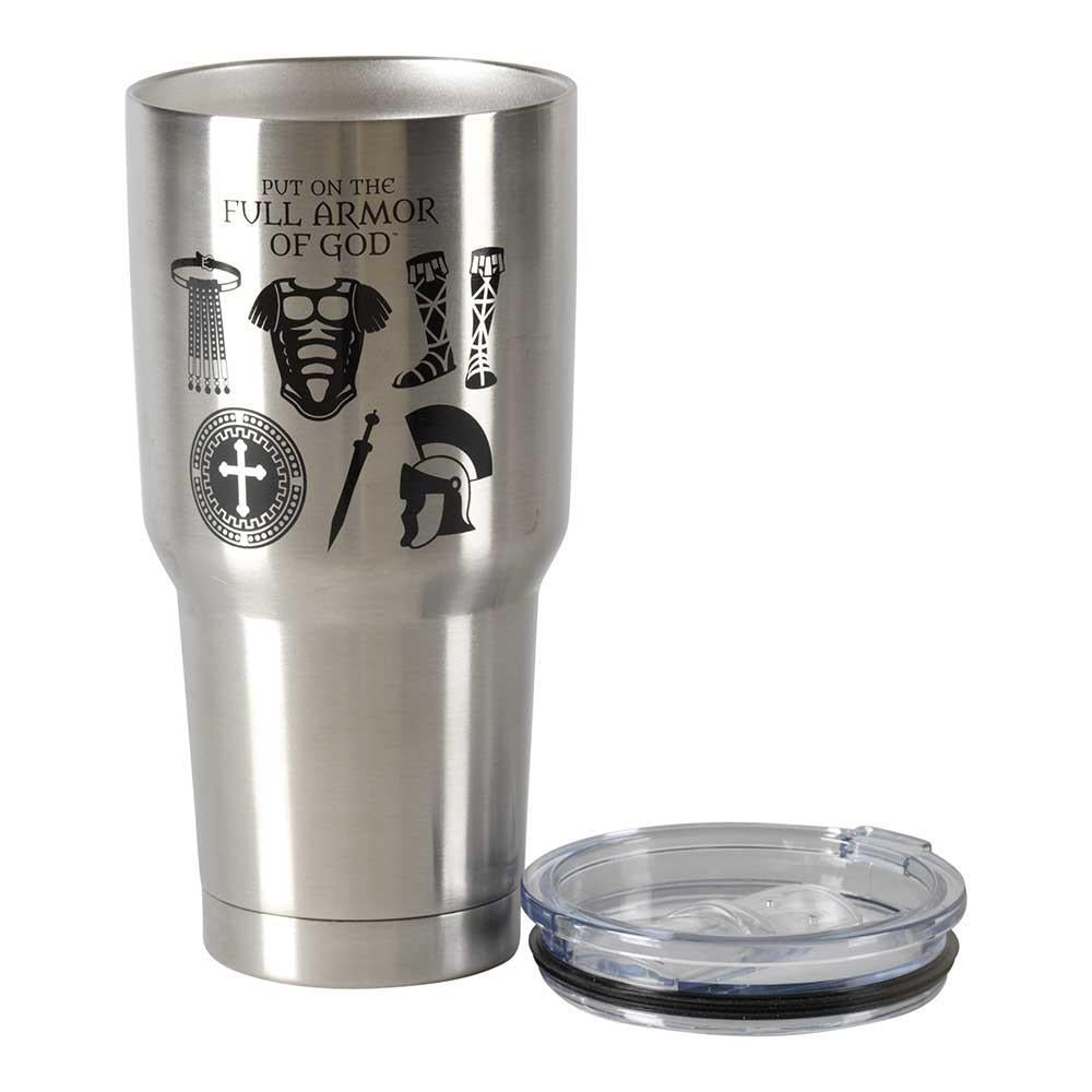 Armor Of God Silver Toned 30 Ounce Stainless Steel Travel Tumbler by Dicksons, product view 3