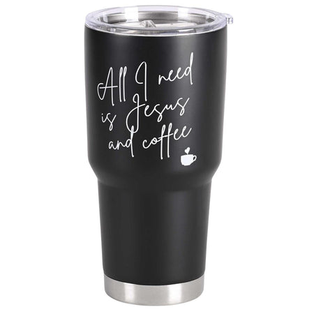All I Need Jesus And Coffee Black 30 Ounces Stainless Steel Travel Tumbler by Dicksons