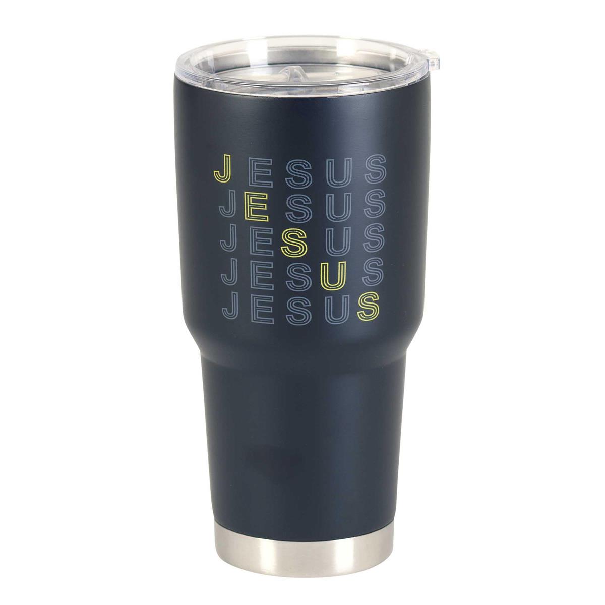 Jesus Navy Blue and Yellow 30 Ounce Stainless Steel Travel Tumbler by Dicksons