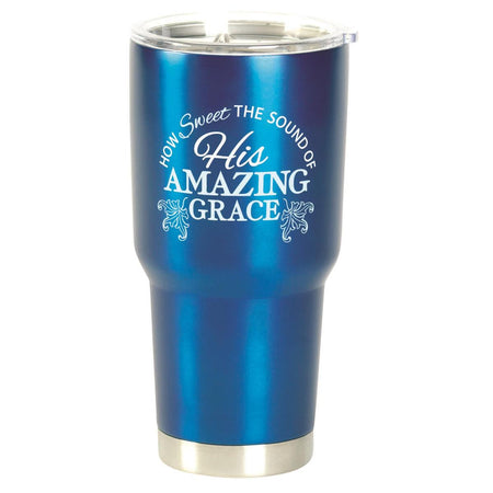 How Sweet The Sound of His Amazing Grace Dark Blue 30 Ounce Stainless Steel by Dicksons