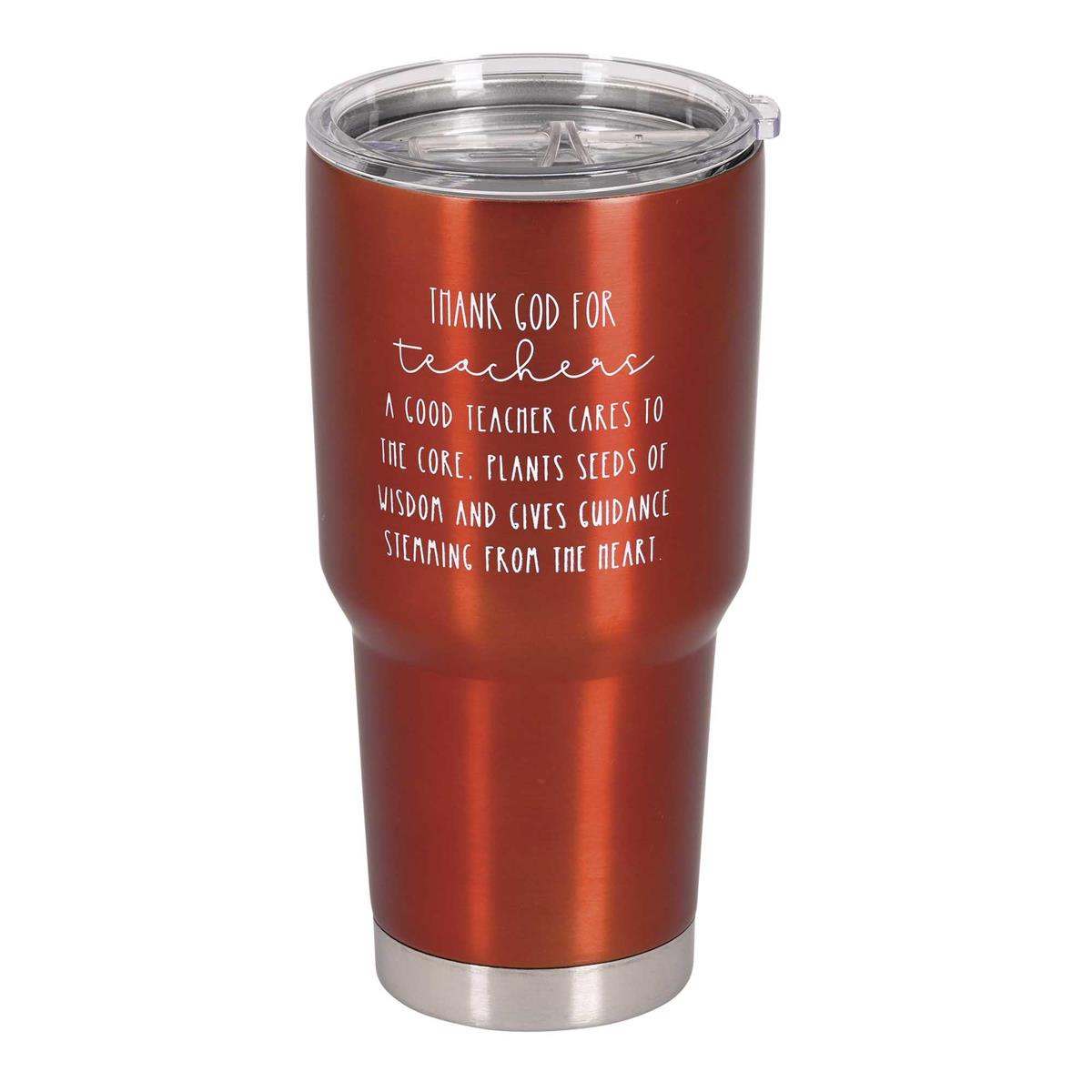 A Good Teacher Cares To The Core Cherry Red 30 Ounce 18/8 Stainless Steel by Dicksons