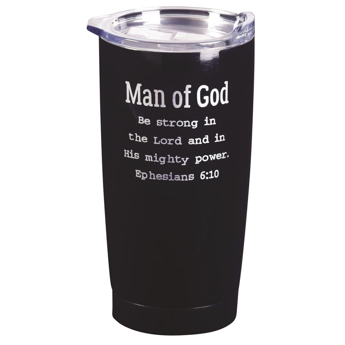 Matte Black 20 ounces Stainless Steel Travel Tumbler Mug with Lid, Man of God by Dicksons